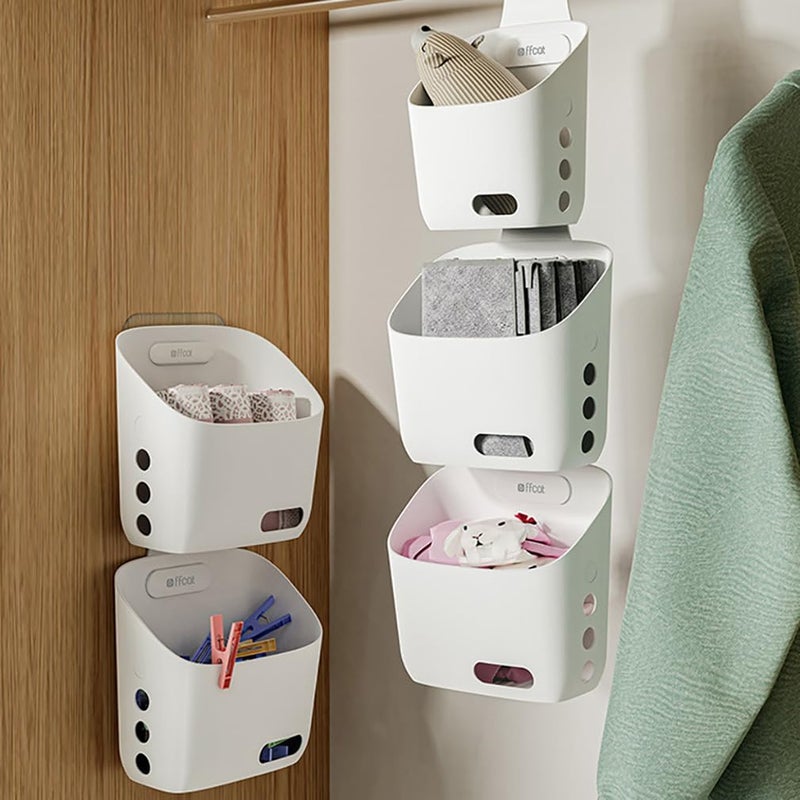 LeleCAT Plastic Hanging Basket Kitchen Storage organizer, Basket with Detachable hook, Hang it behind a door or on a railing, Over the Cabinet Door (Light White, Small) 2pack - Image 5